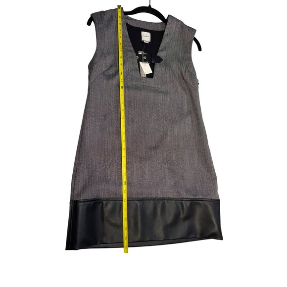 Maeve Anthropologie Sleeveless Sheath Dress Gray Black Faux Leather Hem XXS NWT - Picture 9 of 16